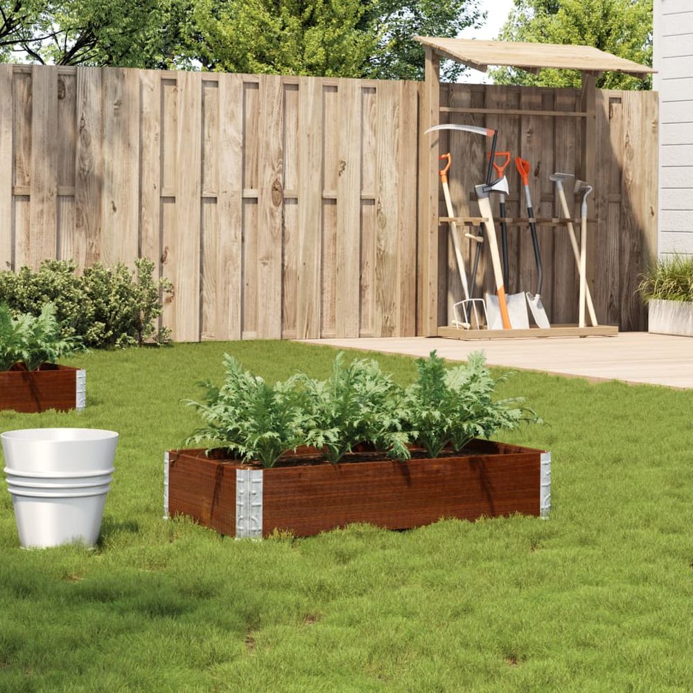 Carré potager en bois massif de pin pour jardin balcon pliable 100x50x21,5 cm marron