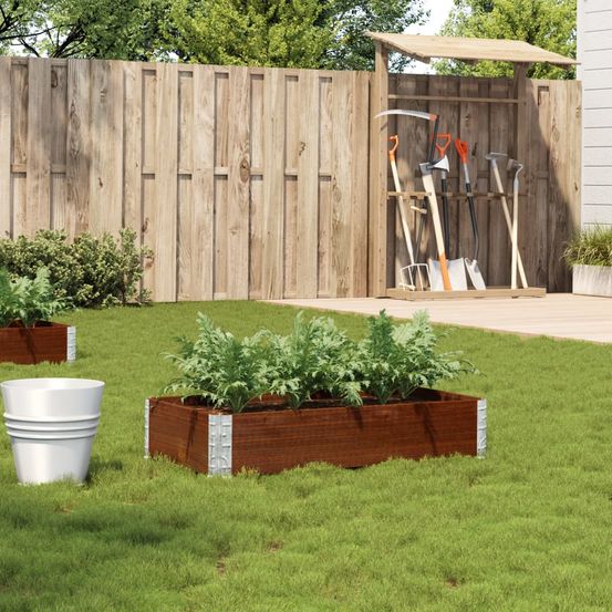 Carré potager en bois massif de pin pour jardin balcon pliable 100x50x21,5 cm marron