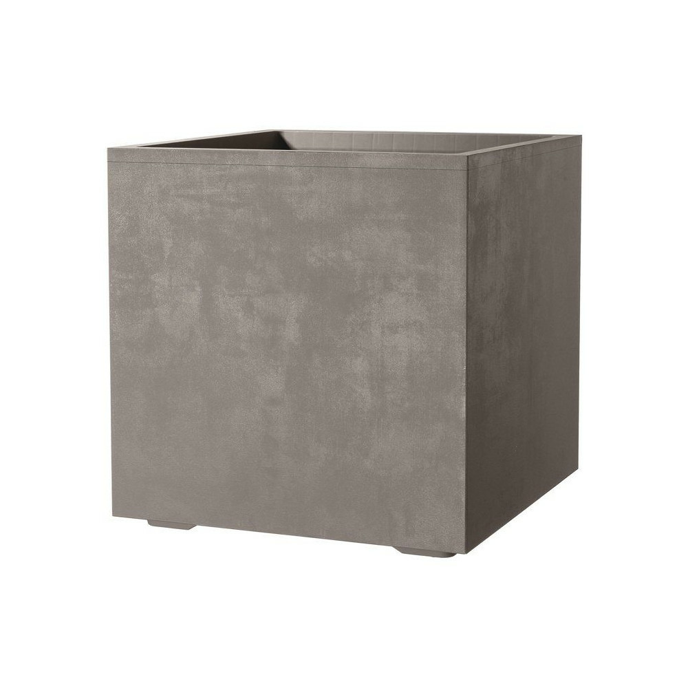 Pot de fleurs carré - deroma - millennium - 80 l - 49 cm - a réserve d'eau et roulettes - marron