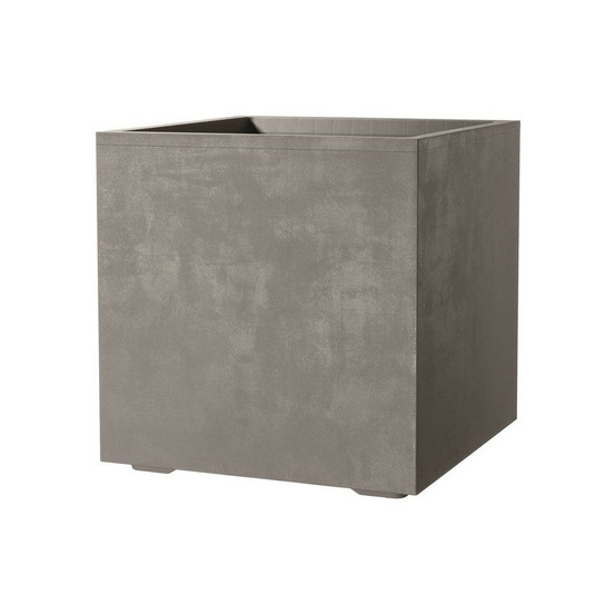 Pot de fleurs carré - deroma - millennium - 80 l - 49 cm - a réserve d'eau et roulettes - marron