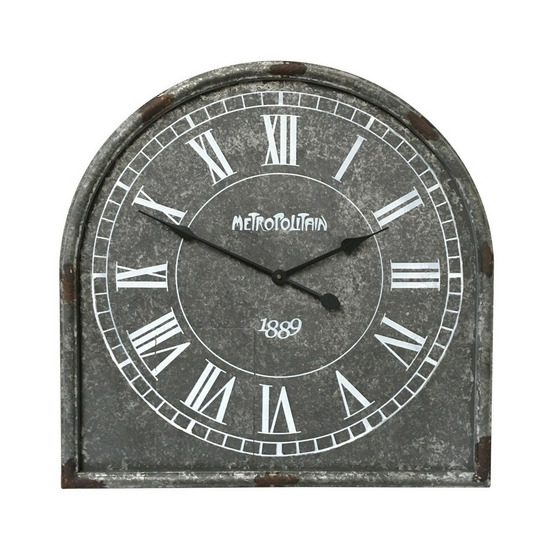 Grande horloge murale décorative vintage salon cuisine métal gris 60cm