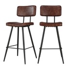 Texas - chaise de bar mi-hauteur 66 cm en cuir synthétique (lot de 2)