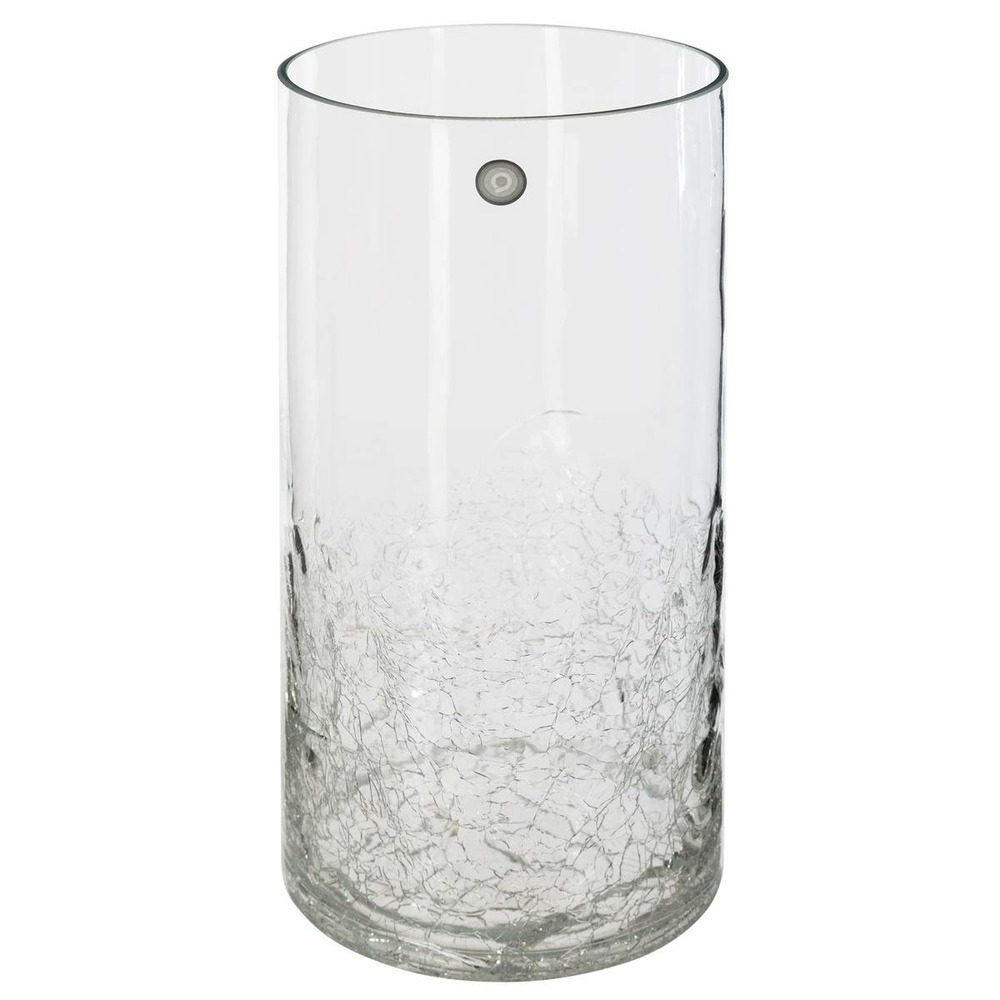Vase cylindre - verre craquelé - h30 cm