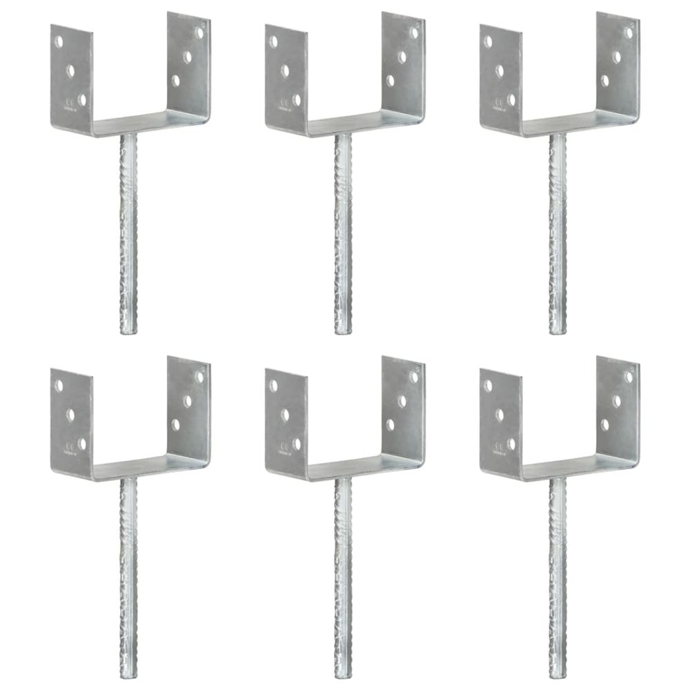 Piquets de clôture 6 pcs argenté 14x6x30 cm acier galvanisé