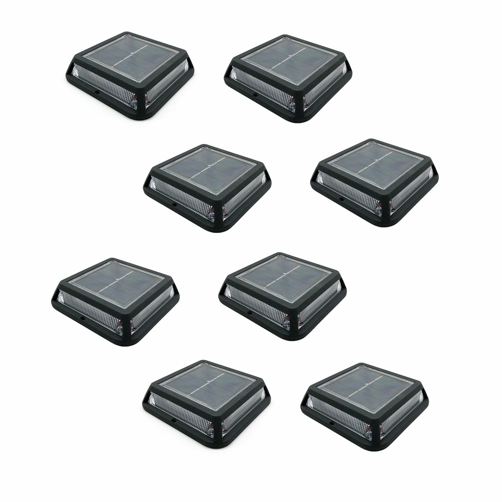 Lot de 8 balise solaires quadry noir aluminium d12cm