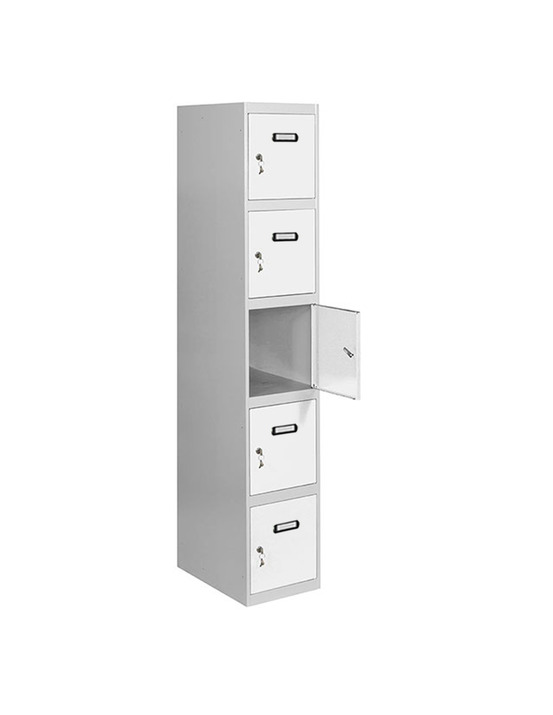 Casier-armoire simonlocker prof.dism.5 porte 1/5 300 in gr/bl gris/blanc 1800x300x500 - simonrack