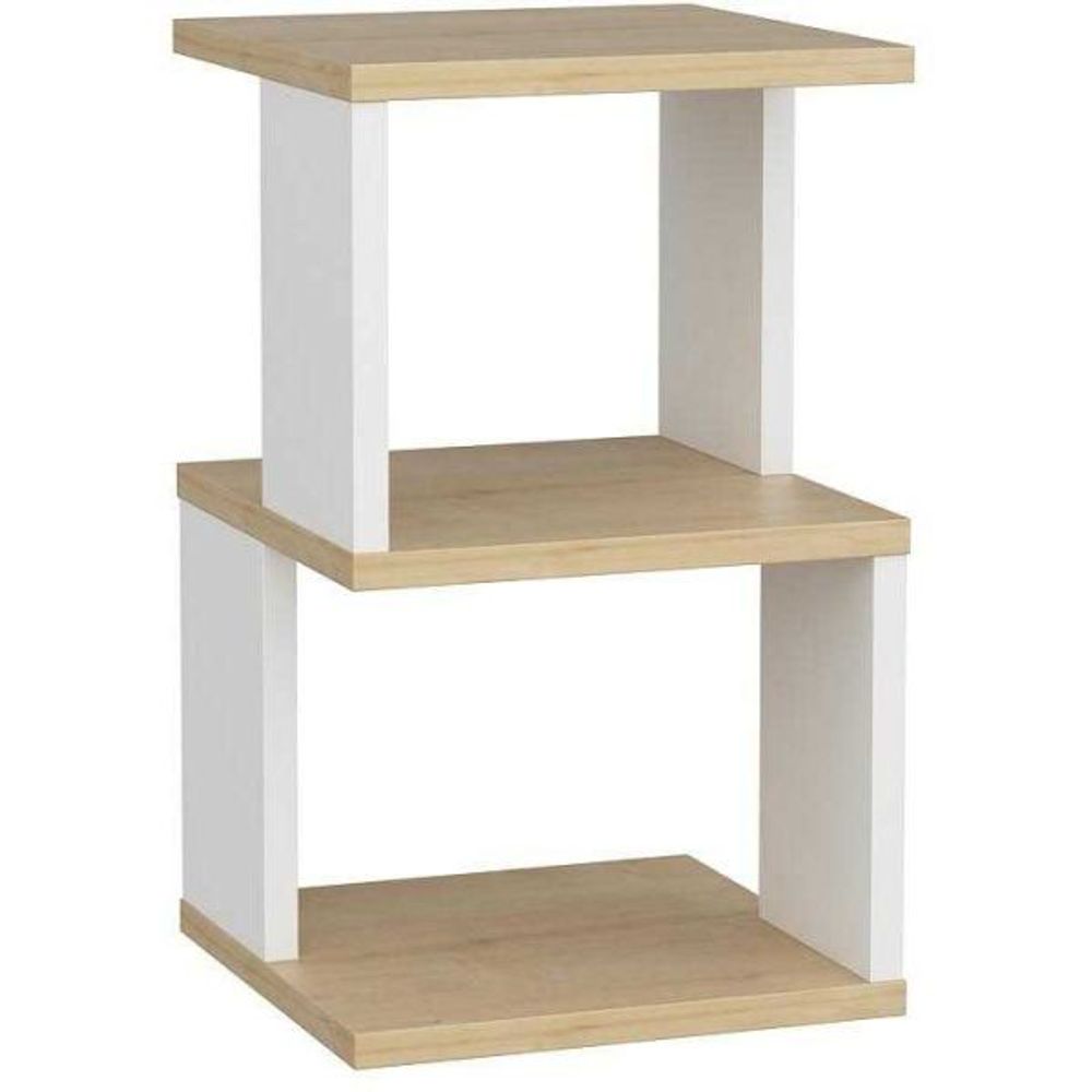 Table de chevet en aggloméré carter blanc et chêne