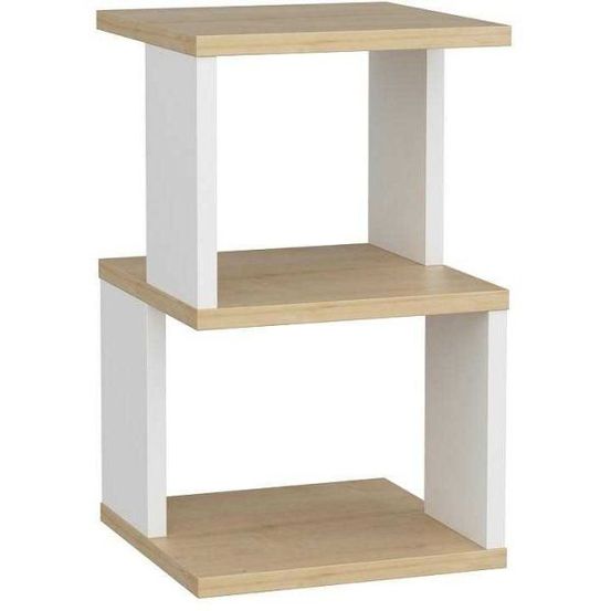 Table de chevet en aggloméré carter blanc et chêne