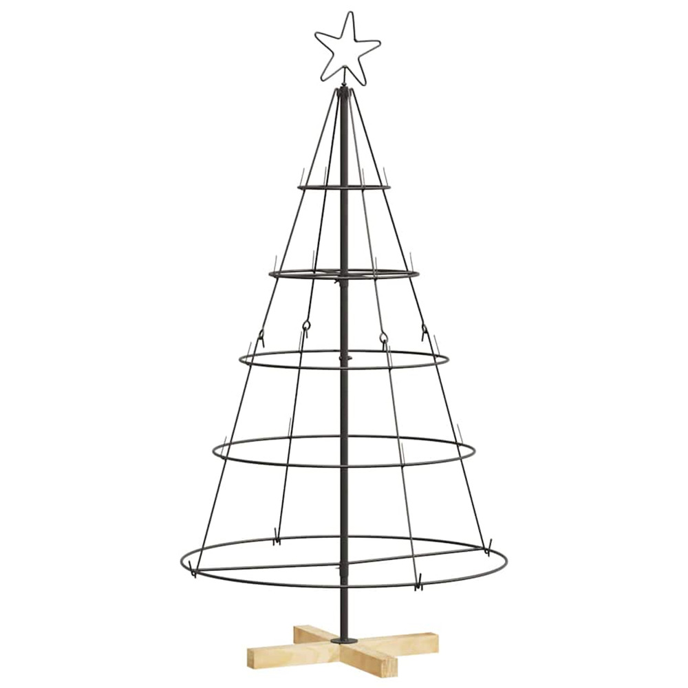 Arbre en cône de noël avec support noir 125 cm acier
