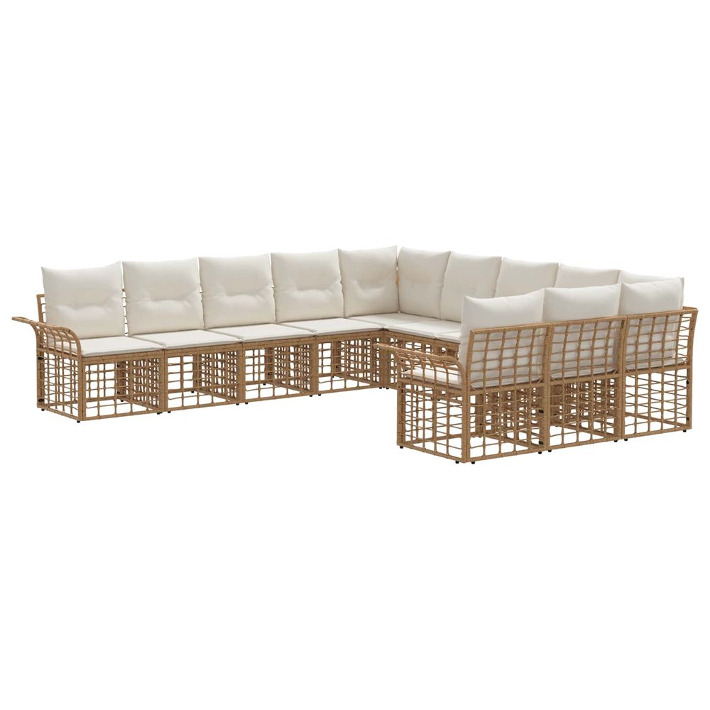 Ensemble de canapés d'extérieur 11 pc blanc naturel et crème