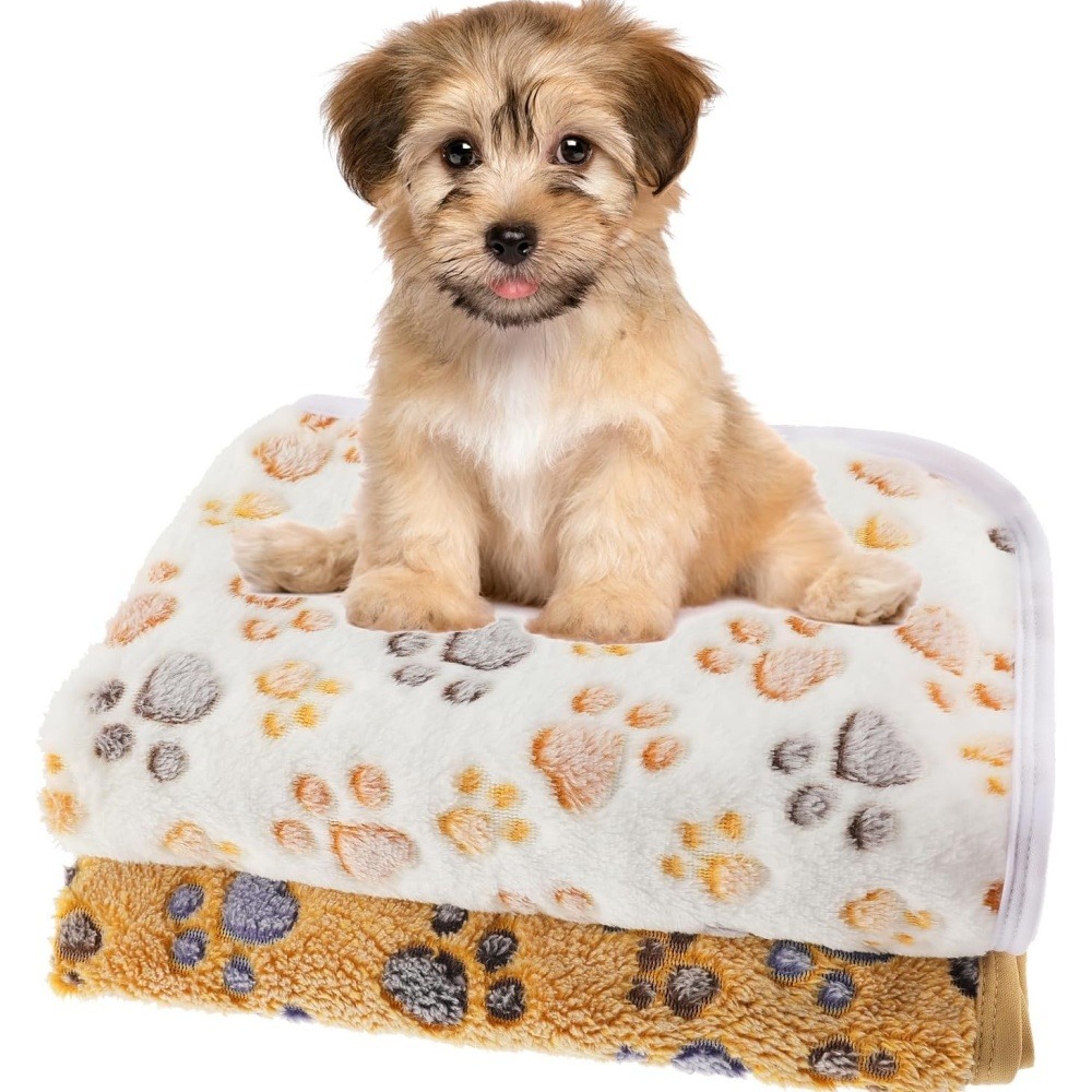 Lot de 2 couverture pour chats et chiens-beige + marron - taille s 40*60cm