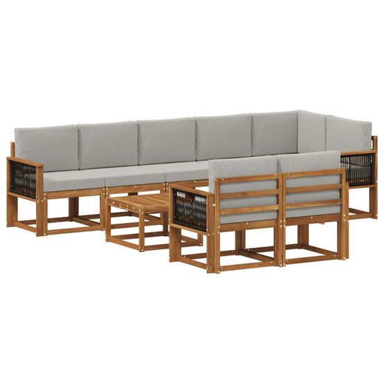 Ensemble de canapés d'extérieur 9 pc naturel et gris clair
