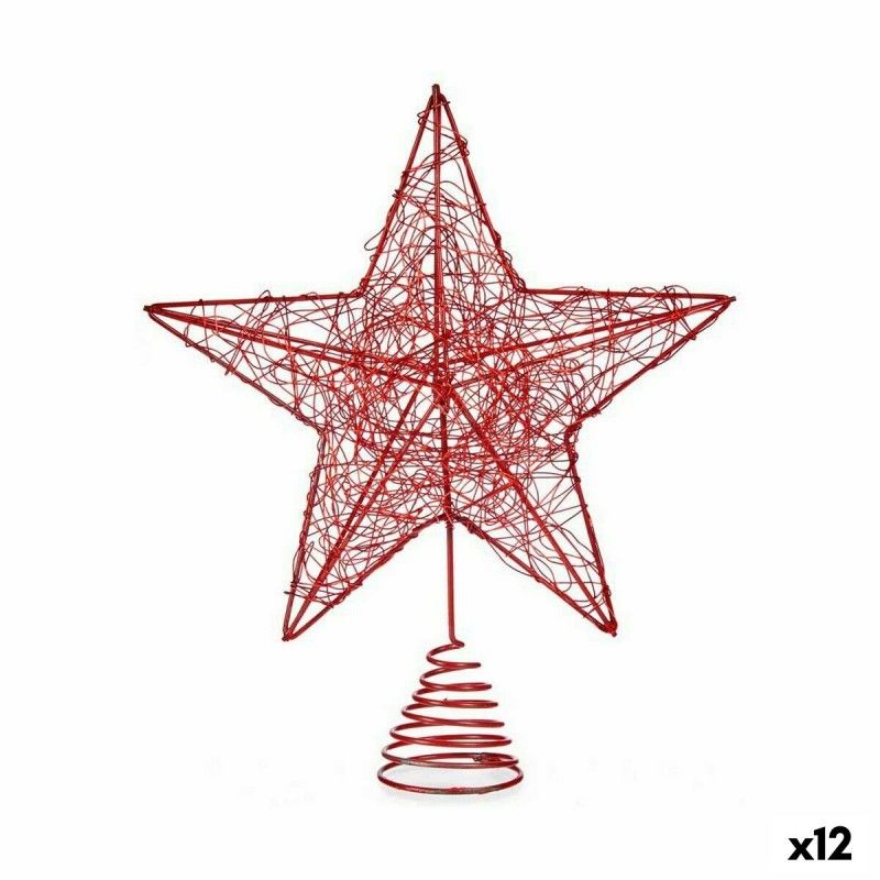 Étoile de noël rouge acier plastique 20x5x24,5cm - lot de 12