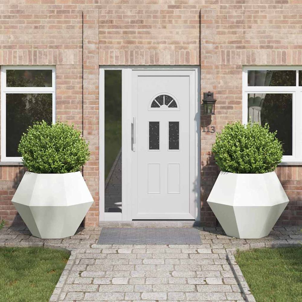Lot de 2 jardinières carrées acier pour jardin terrasse blanc 100x100cm