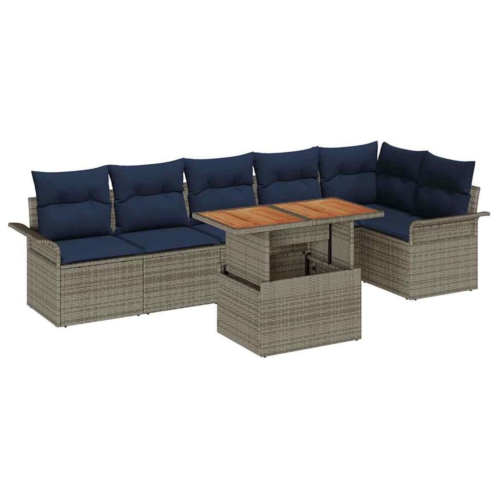 Ensemble de canapé de jardin 7 pc gris poly rotin