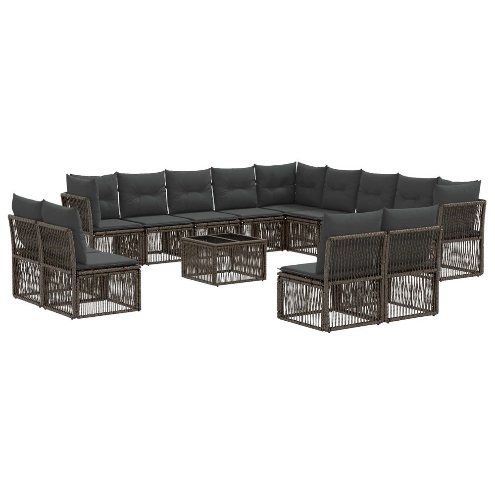 Ensemble de canapé de jardin 14 pc gris polyrotin