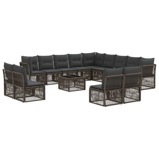 Ensemble de canapé de jardin 14 pc gris polyrotin