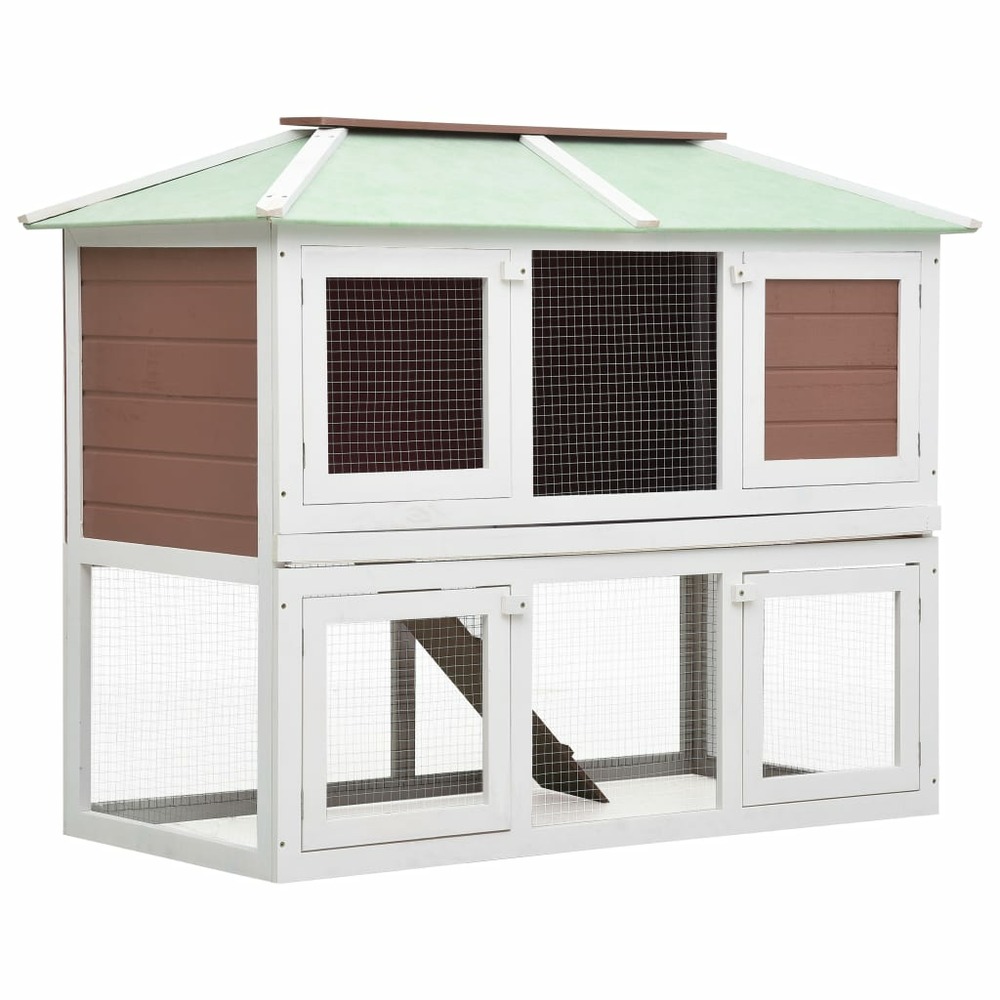 Cage double pour animaux marron bois
