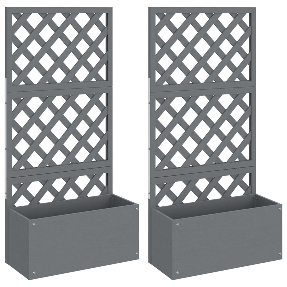 Jardinière d'extérieurs en treillis 2 pcs gris 65x33x135 cm wpc