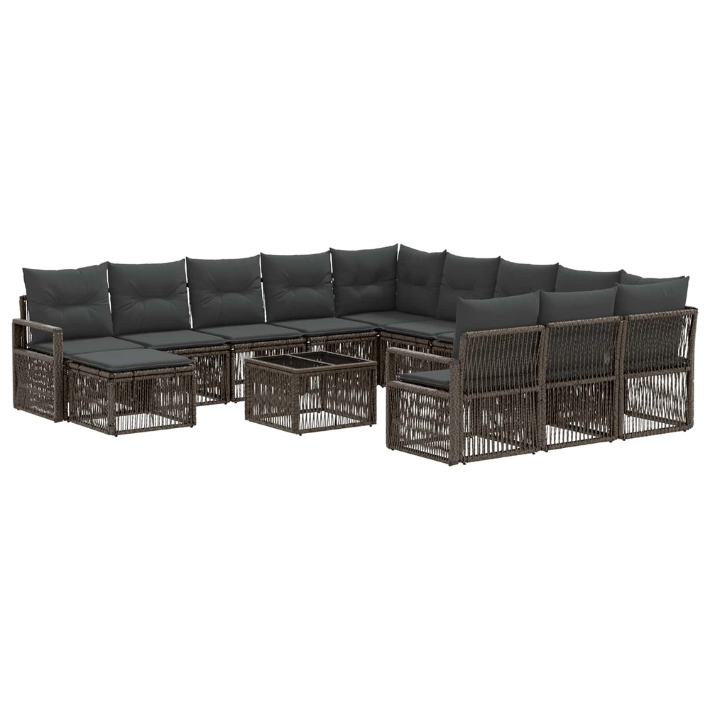 Ensemble de canapé de jardin 13 pcs gris polyrotin