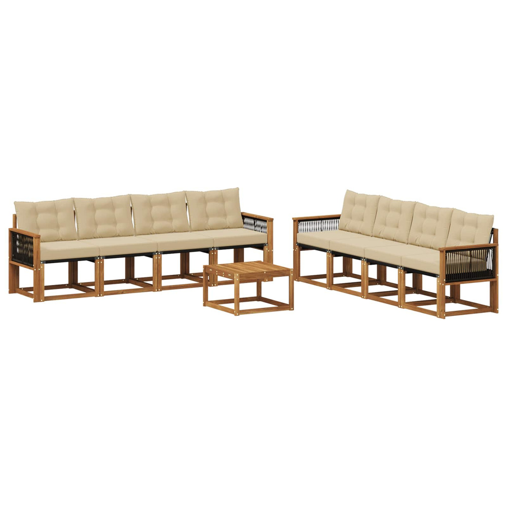Ensemble de canapés d'extérieur 9 pcs naturel et beige