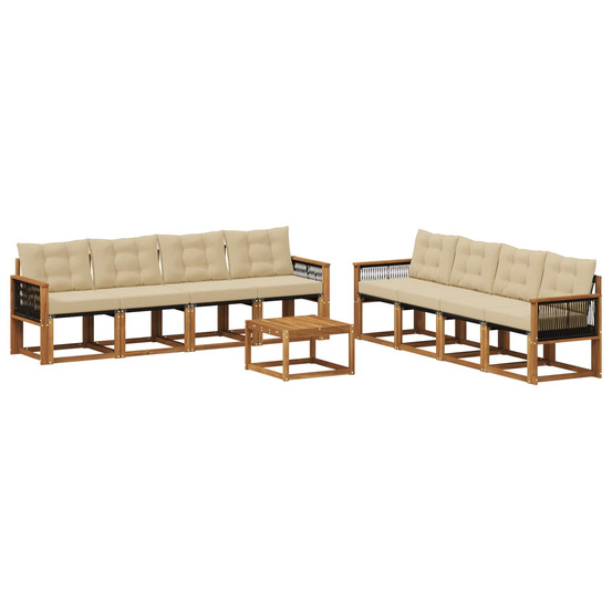 Ensemble de canapés d'extérieur 9 pcs naturel et beige