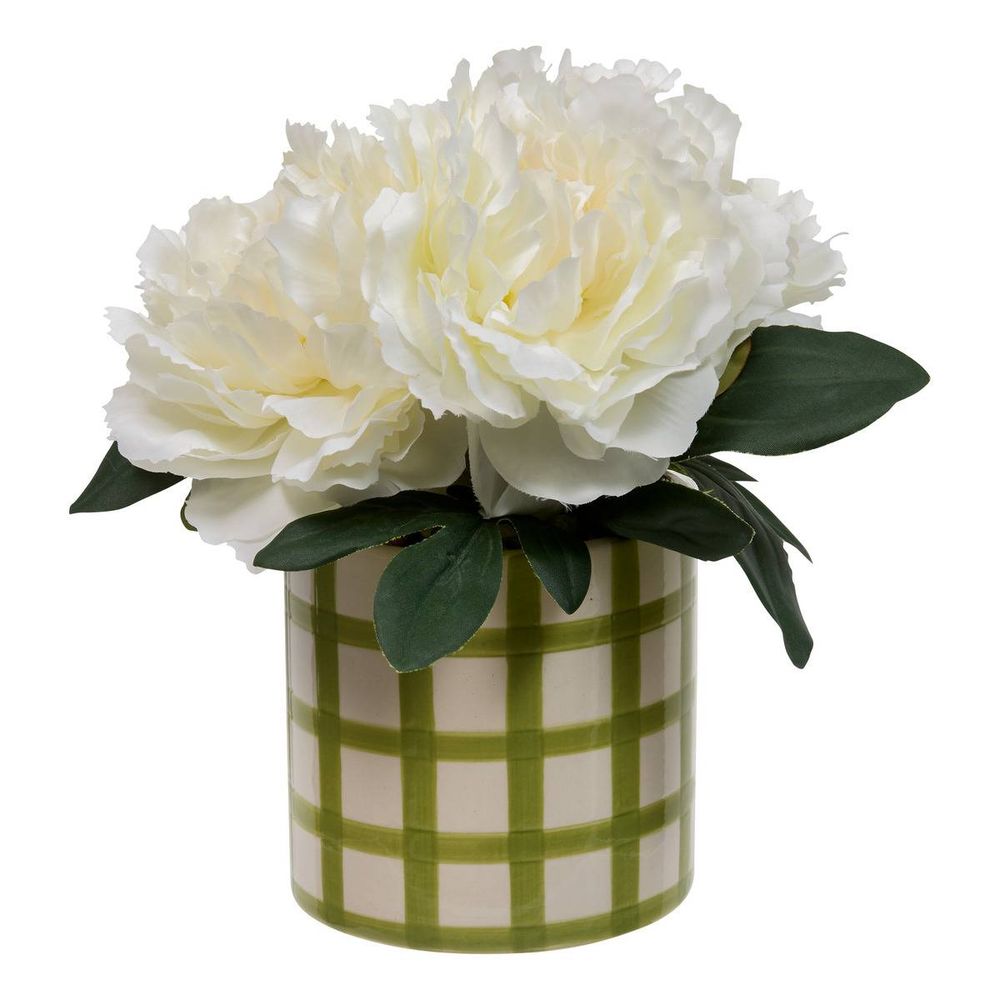 Composition florale artificielle pivoines h21,5 cm
