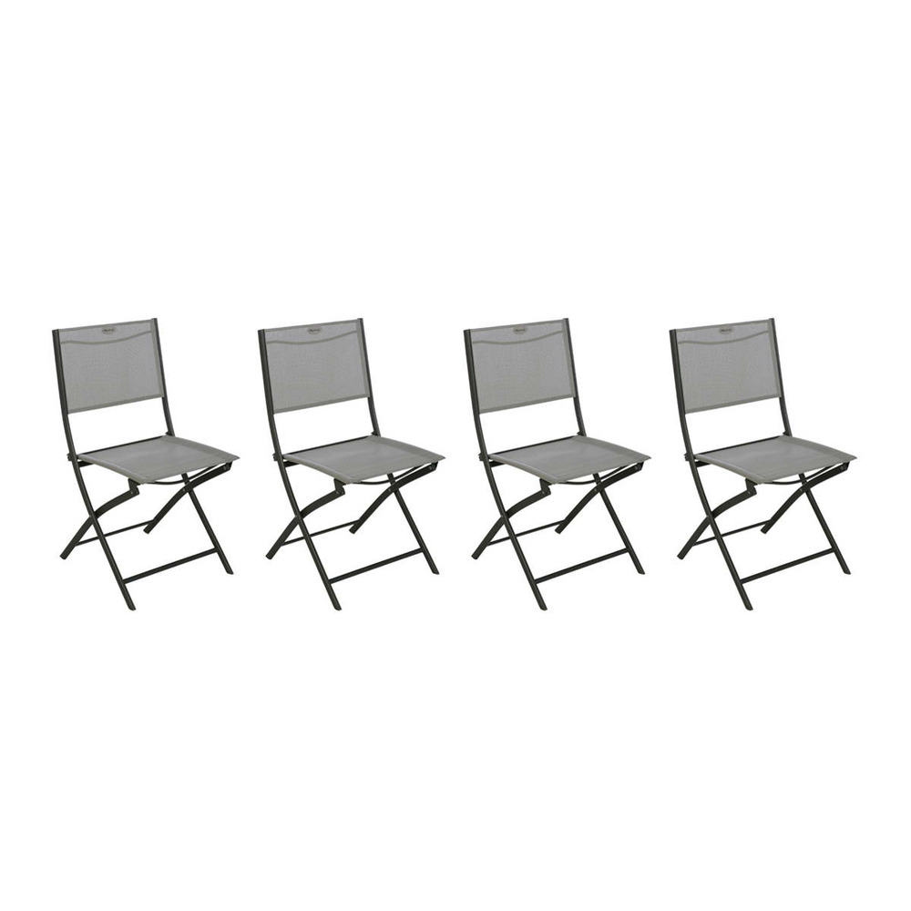 Lot de 4 chaises de jardin pliantes modula galet & graphite