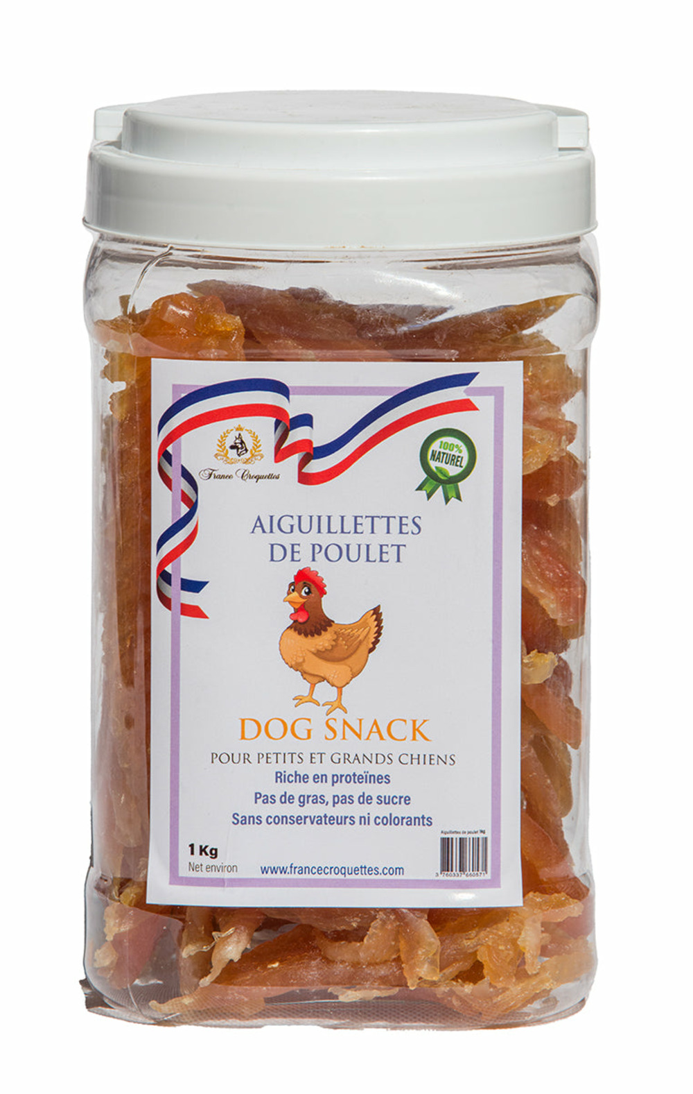 Friandise pour chien aiguillettes de poulet – 200gr – 100% naturel – france croquettes