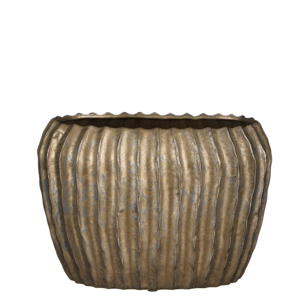 Mica decorations pot de fleurs noma - 28x28x19 cm - céramique - bronze