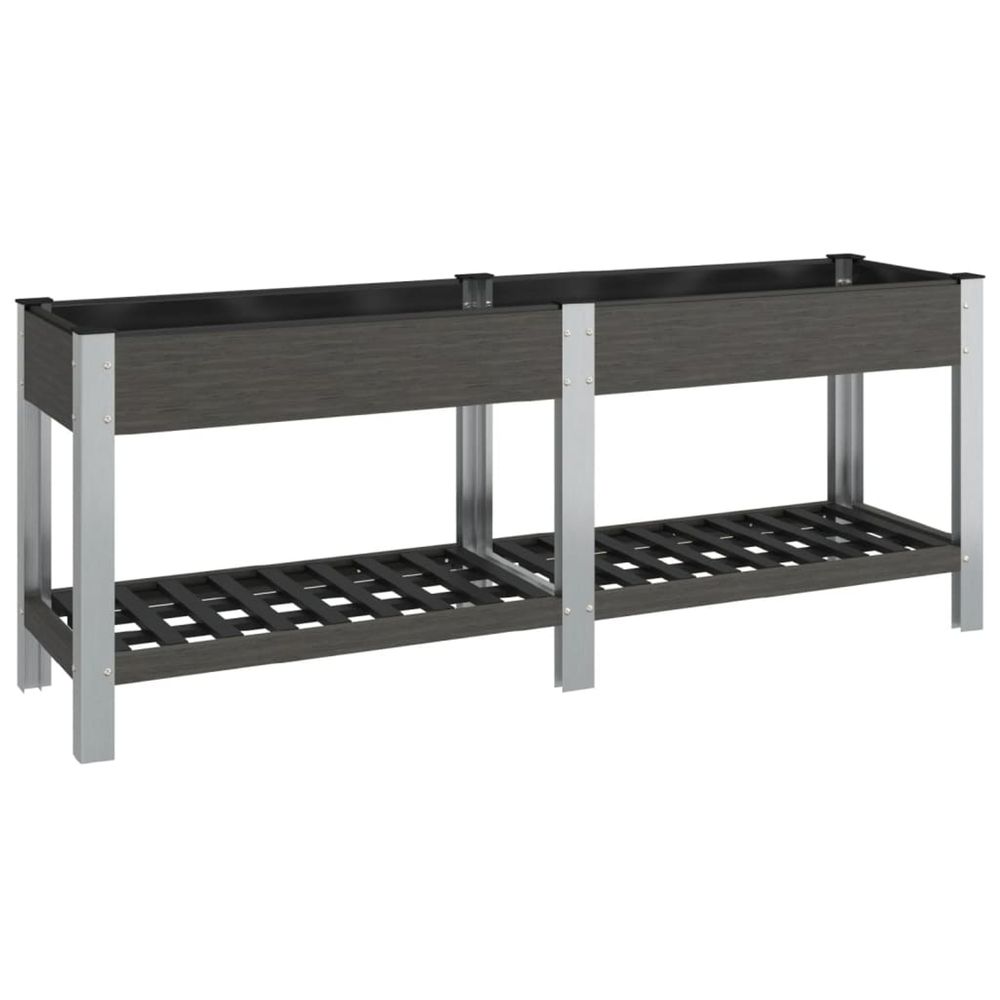 Lit surélevé de jardin avec étagère gris 200x50x75 cm wpc