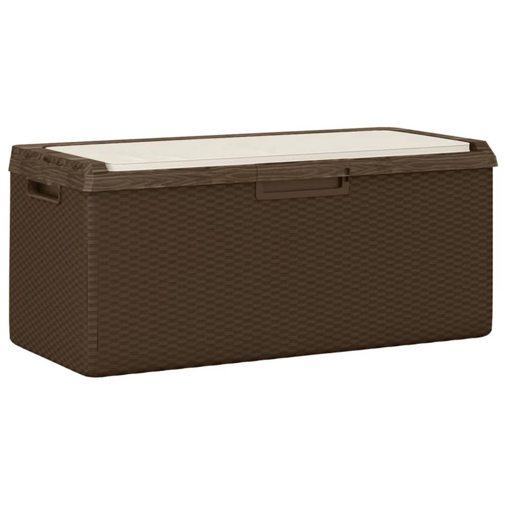 Boîte de rangement jardin coussin de siège marron 350 l pp