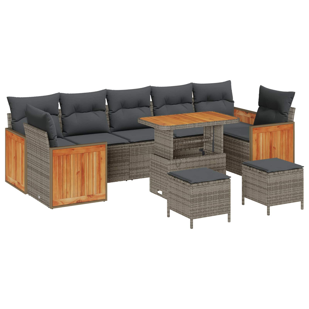 Ensemble de canapé de jardin avec coussin 10 pcs gris