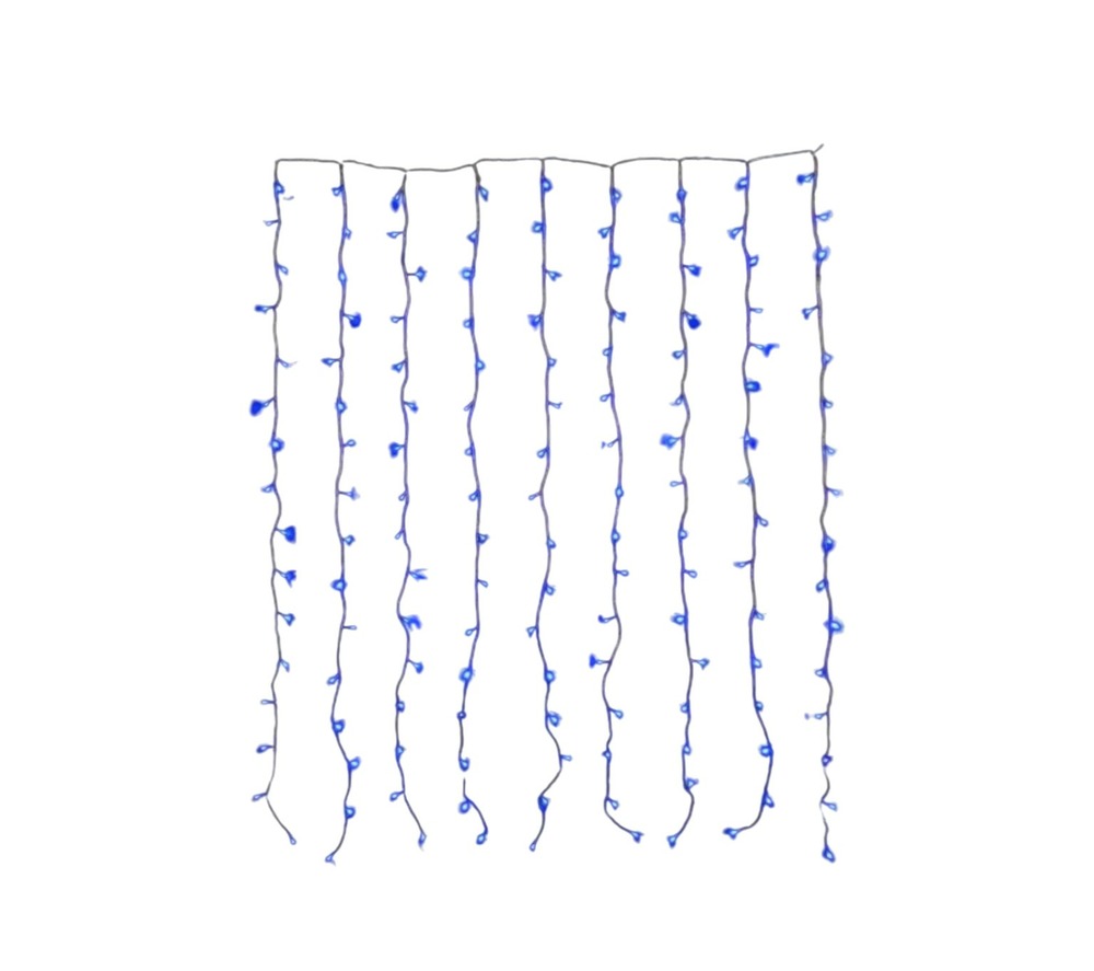 Rideau lumineux led bleu 144 led avec 8 fonctions