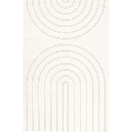 Tapis de salon - néo circle - courbe écru et crème - 120 x 170 cm