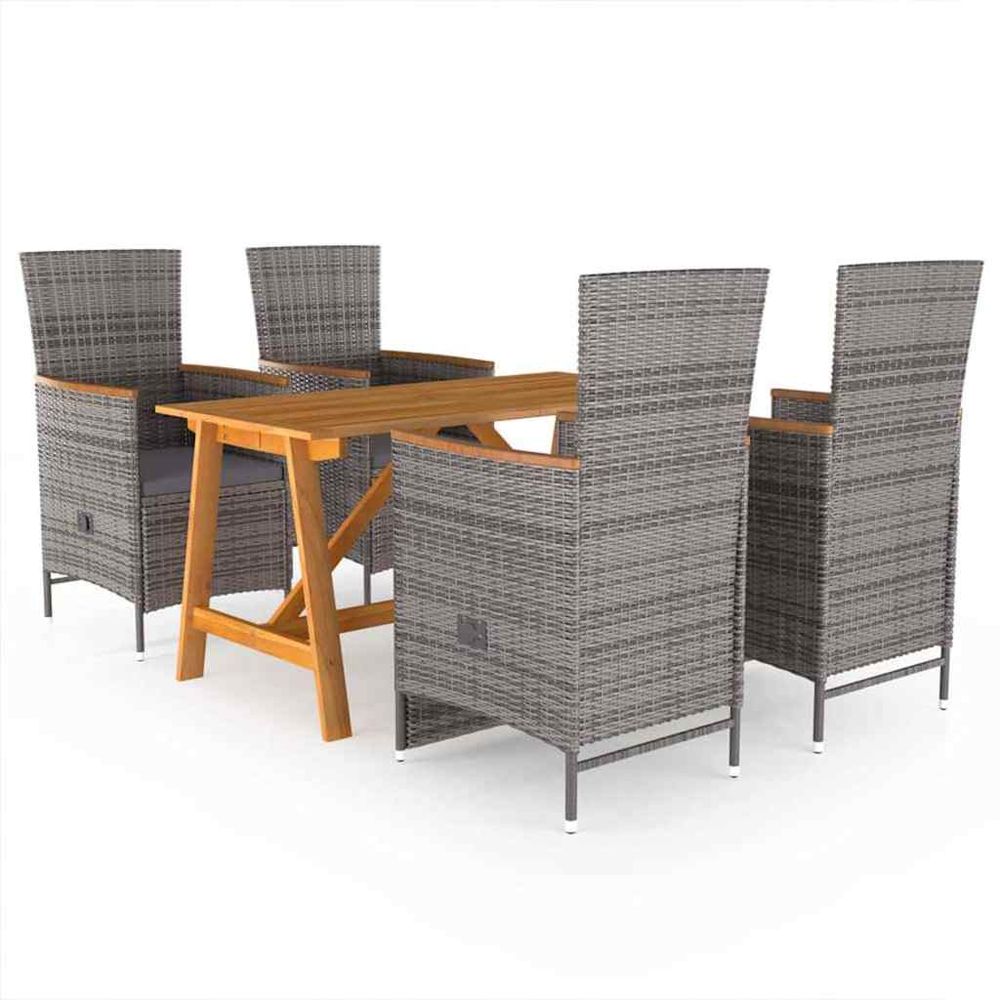 Ensemble à manger de jardin 5 pcs gris