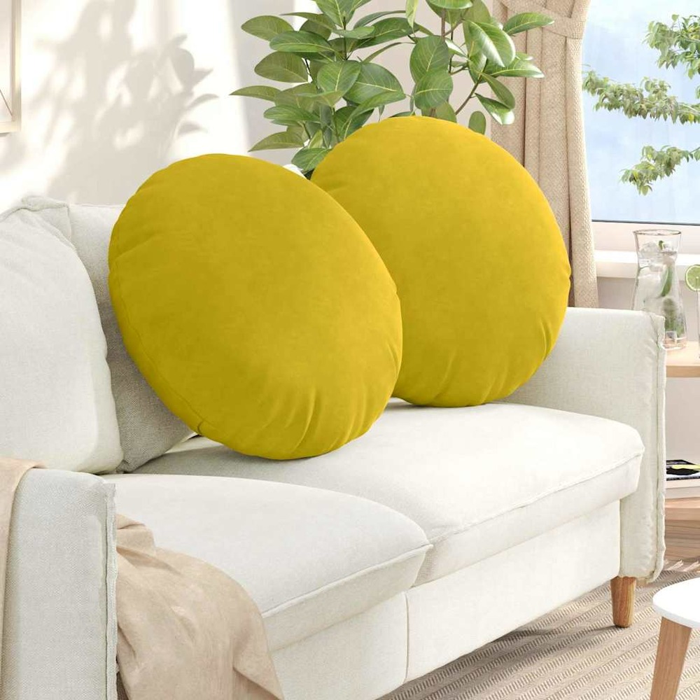 Coussins de siège 2 pcs jaune ø 80 x 29 cm velours