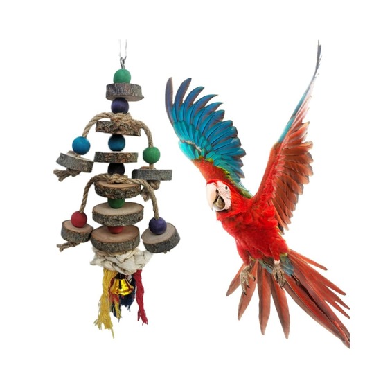 Jouet à mâcher perroquet - perles en bois colorées