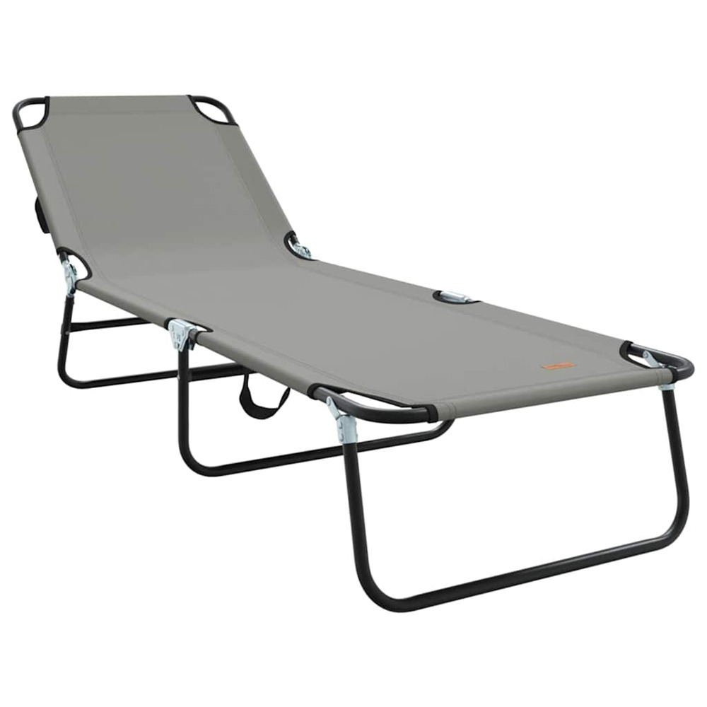 Chaise longue pliante gris 188 x 57 x 86,5 cm polyester bain de soleil