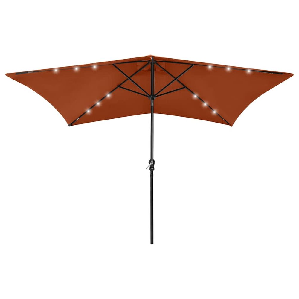Parasol de jardin avec led et mât en acier terre cuite 2x3 m