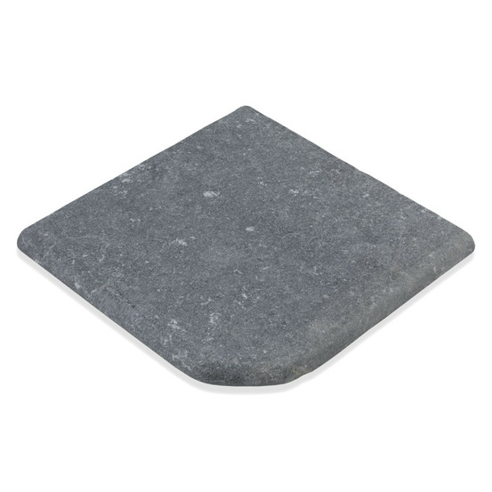 Margelle angle sortant pierre d'egypte grise 30x30x3 cm bord 1/2 rond (à l'unité) - ro'ma nature