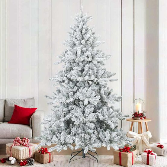 Sapin de noël artificiel blanc effet neige pvc pour fêtes intérieur 210 cm