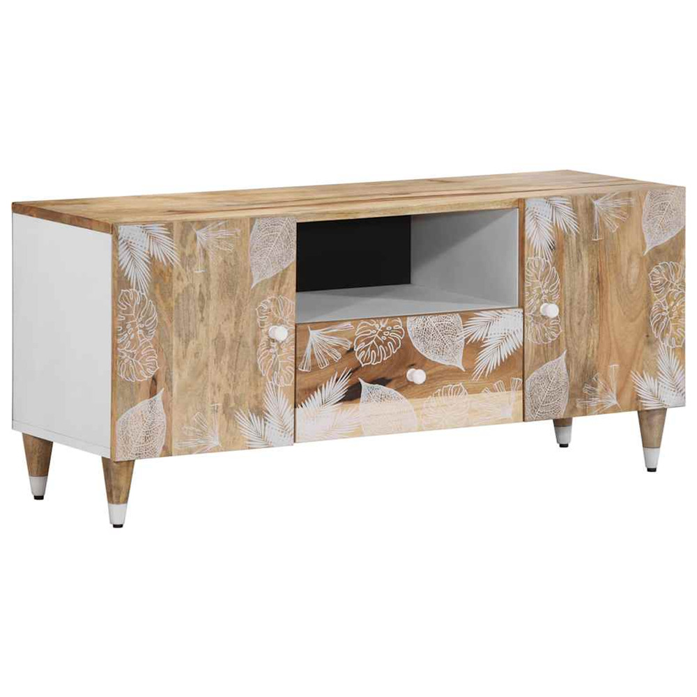 Meuble tv 105x33,5x46 cm bois massif de manguier