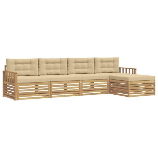 Ensemble de canapés d'extérieur 5 pc blanc et beige polyester