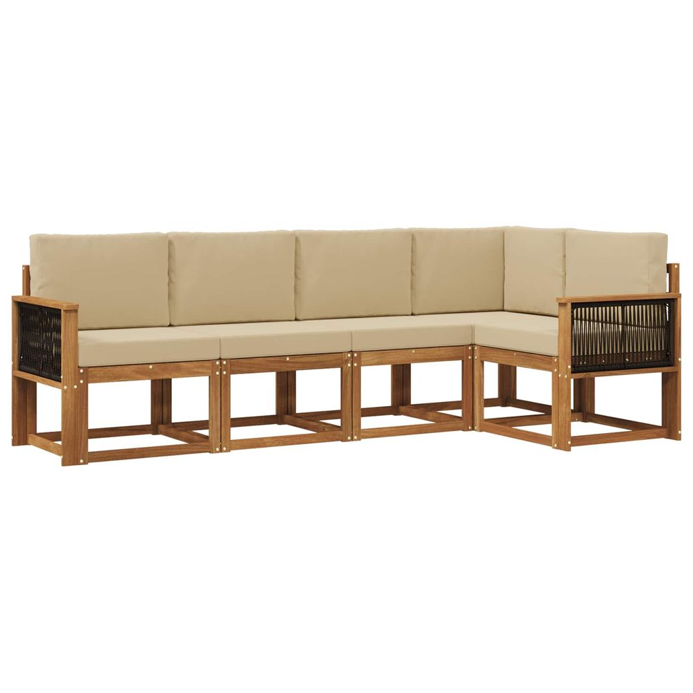 Ensemble de canapés d'extérieur 5 pc naturel et beige polyester