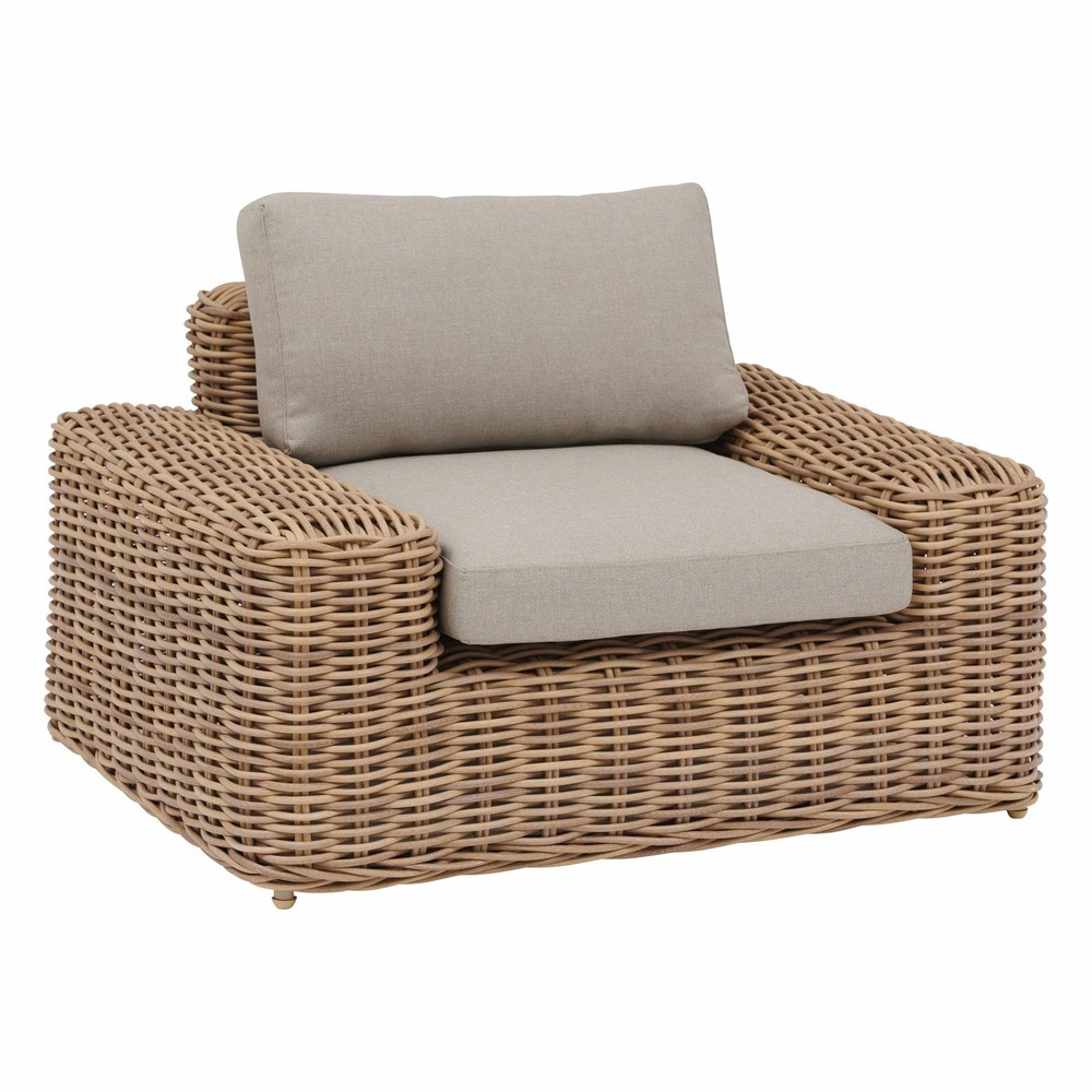 Fauteuil de salon de jardin en résine tressée savinia - marron tahini