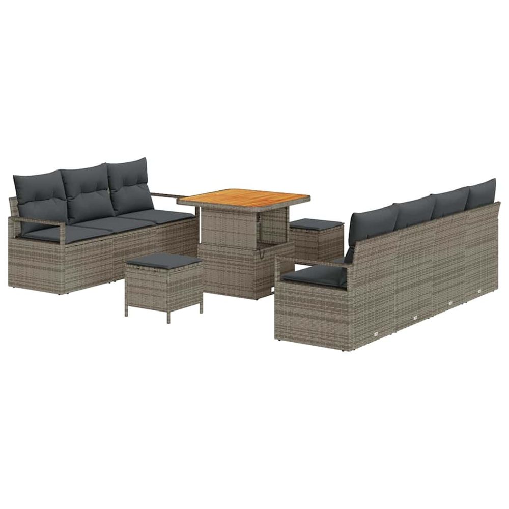 Ensemble de canapé de jardin 10 pc 9-nombre de places gris