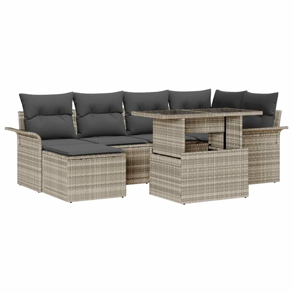 Ensemble de canapé de jardin 7 pc gris clair
