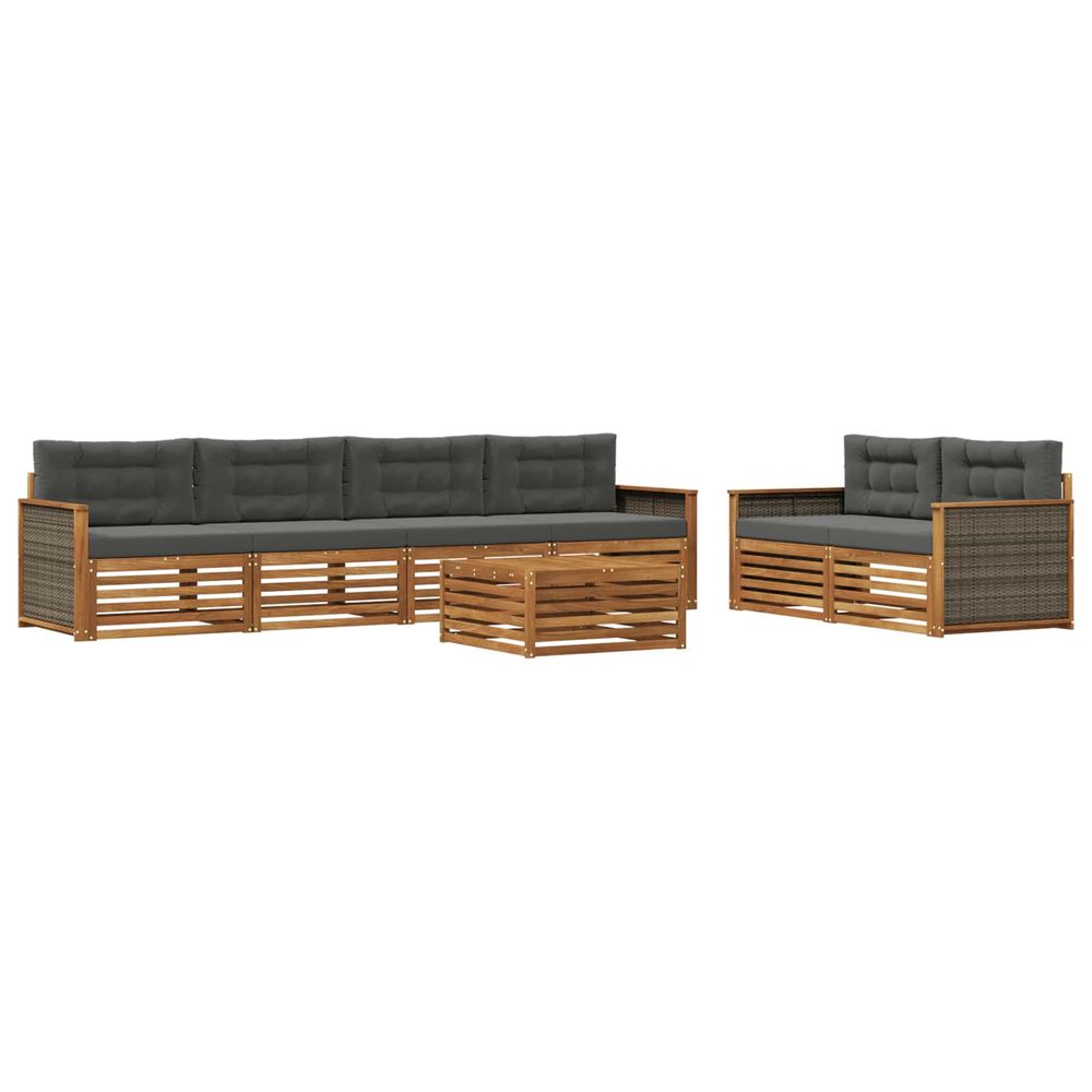 Ensemble de canapés d'extérieur 7 pc naturel et anthracite