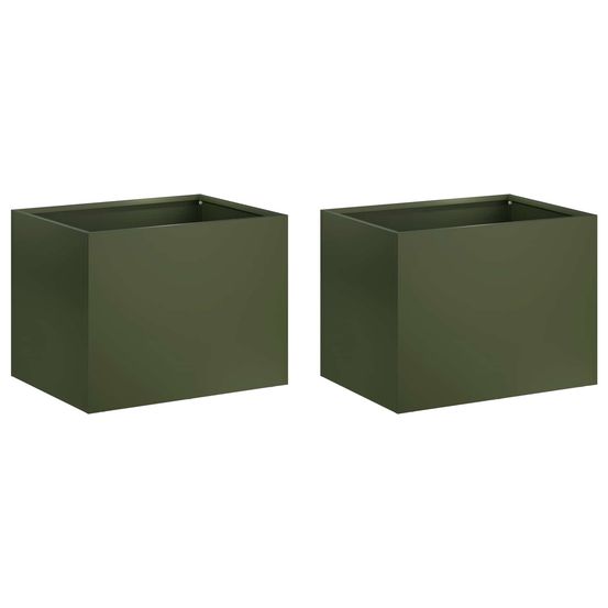 Cache-pot de jardin 2 pc vert olive 40 x 30 x 30 cm